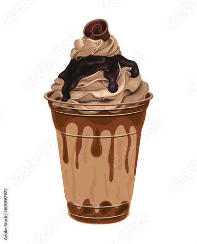 Milkshake Chocolate Ice Cream Sweet Drink Vector Illustration