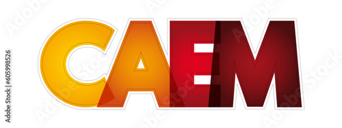 CAEM - Center for the Advancement of Energy Markets acronym, colorful abbreviation text concept background