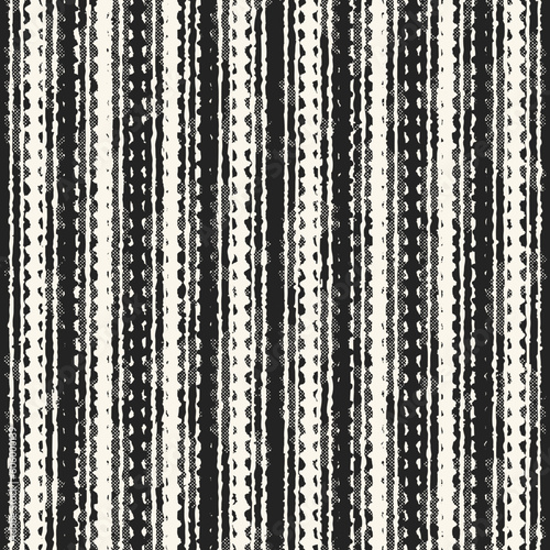 Monochrome Folk Textured Irregularly Striped Pattern