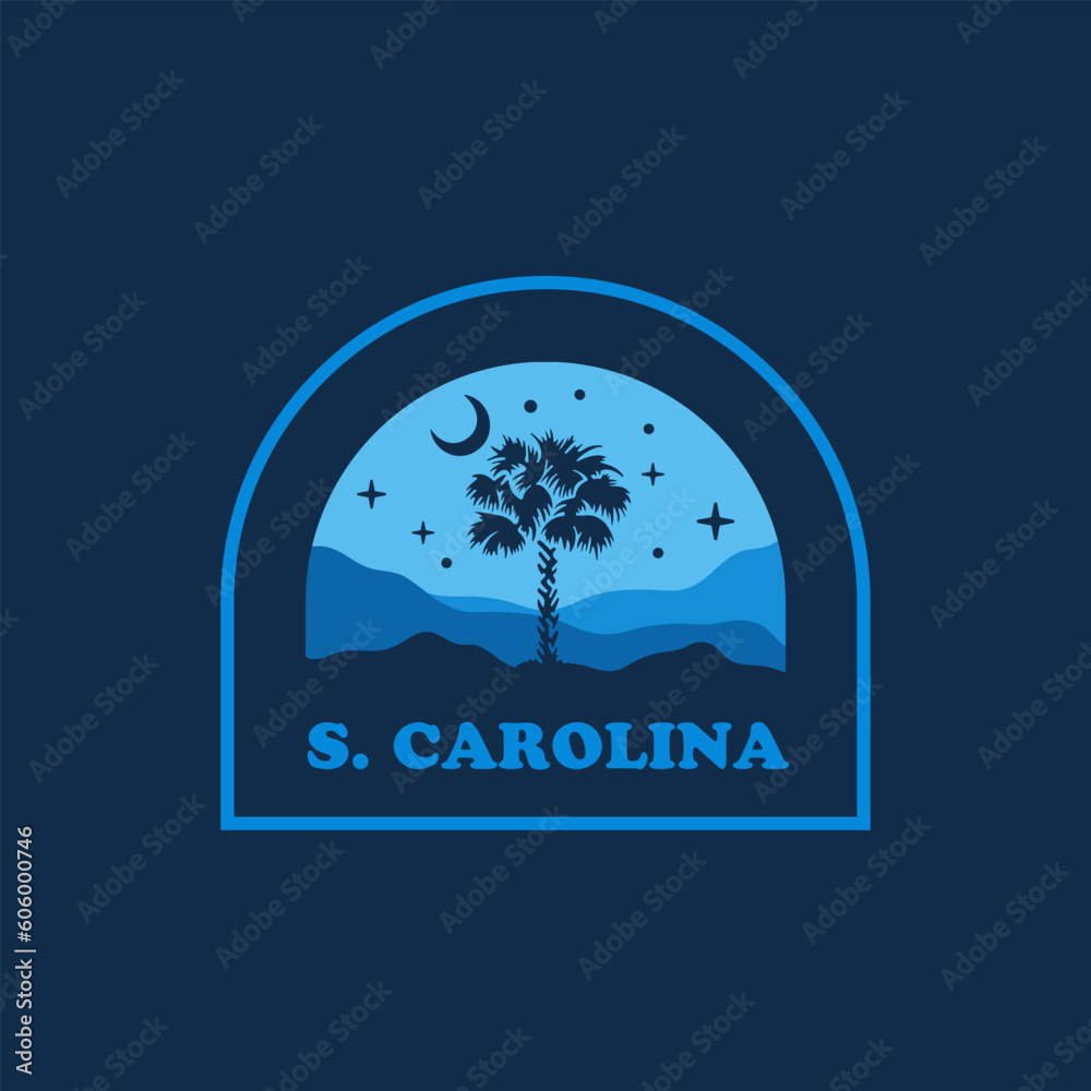 Fotografie South Carolina palm vintage logo vector concept, icon, element, and template for company