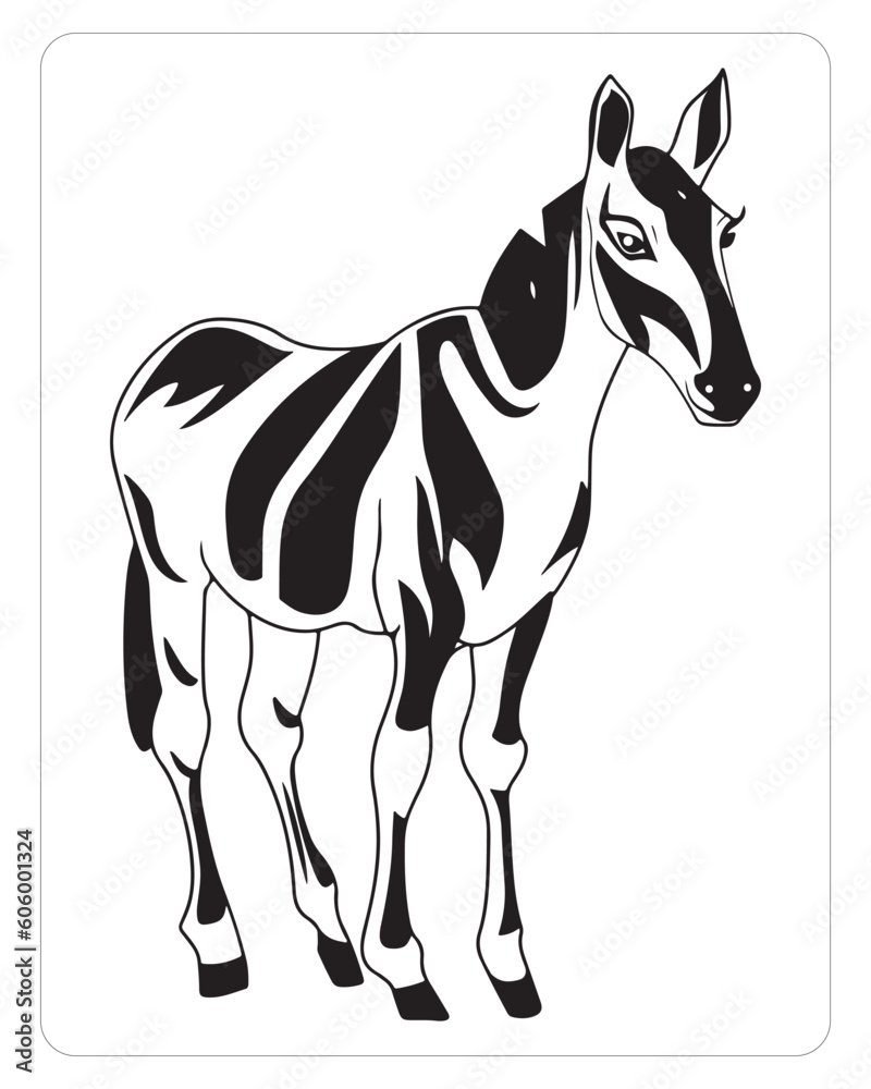 Cute okapi, Okapi Vector, Okapi illustration, Animals Coloring pages, Jungle Animals,  Black and white