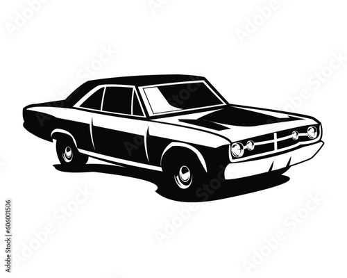 car plymouth gtx 1970 white background isolated side view. best for logos, badges, emblems, icons, available in eps 10.	