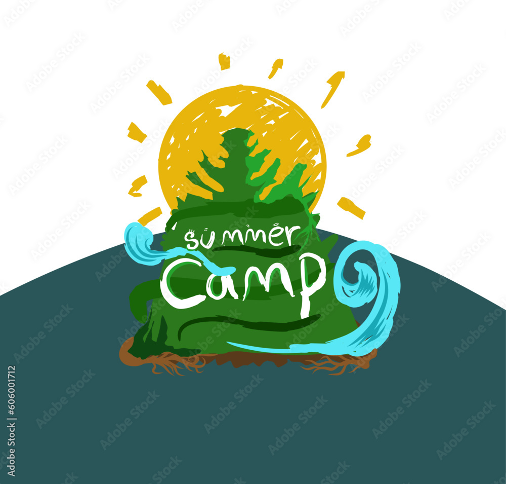 Summer Camp vector design template. Kids summer camp vector logo design