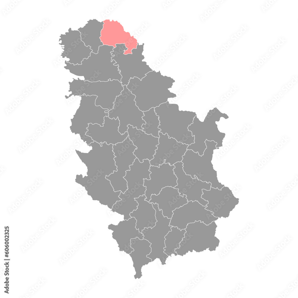 North Banat district map, administrative district of Serbia. Vector illustration.