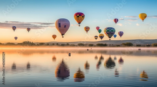 festive event hot air balloon festival in America. Generative AI photo