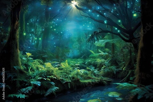 Glowing Tapestry  Witness the Enigmatic Bioluminescent Forest Unfold