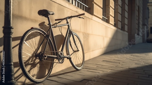 old bicycle in learning on a wall