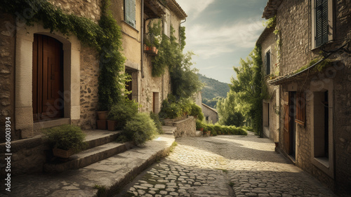 the atmosphere of the road in the evening with a view of the beautiful buildings