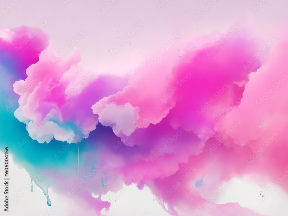Abstract colorful pink soft pastel color cloud background, multicolored ink drop fluid motion. Generate Ai