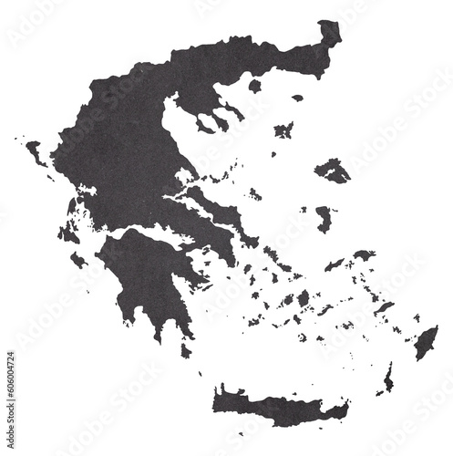 map of Greece on old black grunge paper 