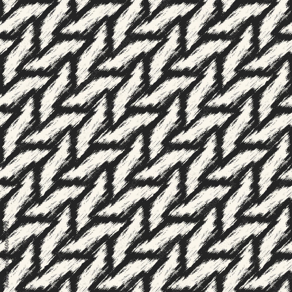 Monochrome Melange Diagonal Zigzag Stroke Textured Pattern