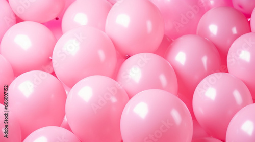 A generative AI image of pink helium party balloons