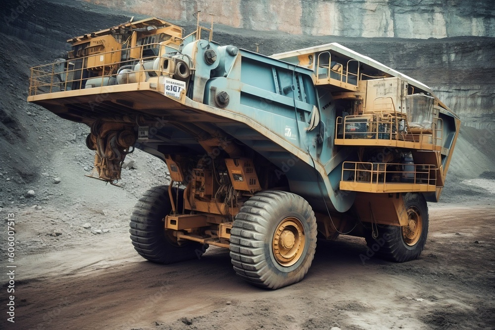 Large Autonomous Driverless Powerful Electric Drive Mining Truck in Open Pit. Generative ai Large Autonomous Driverless Powerful Electric Drive Mining Truck in Open Pit. Generative ai