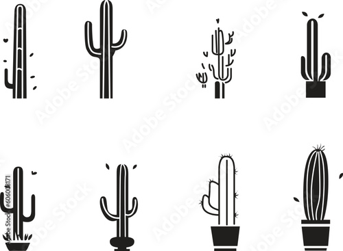 Minimal cactus design as an abstract logo symbol.