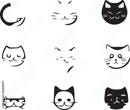 Minimalist cat logo with a clean and modern design.