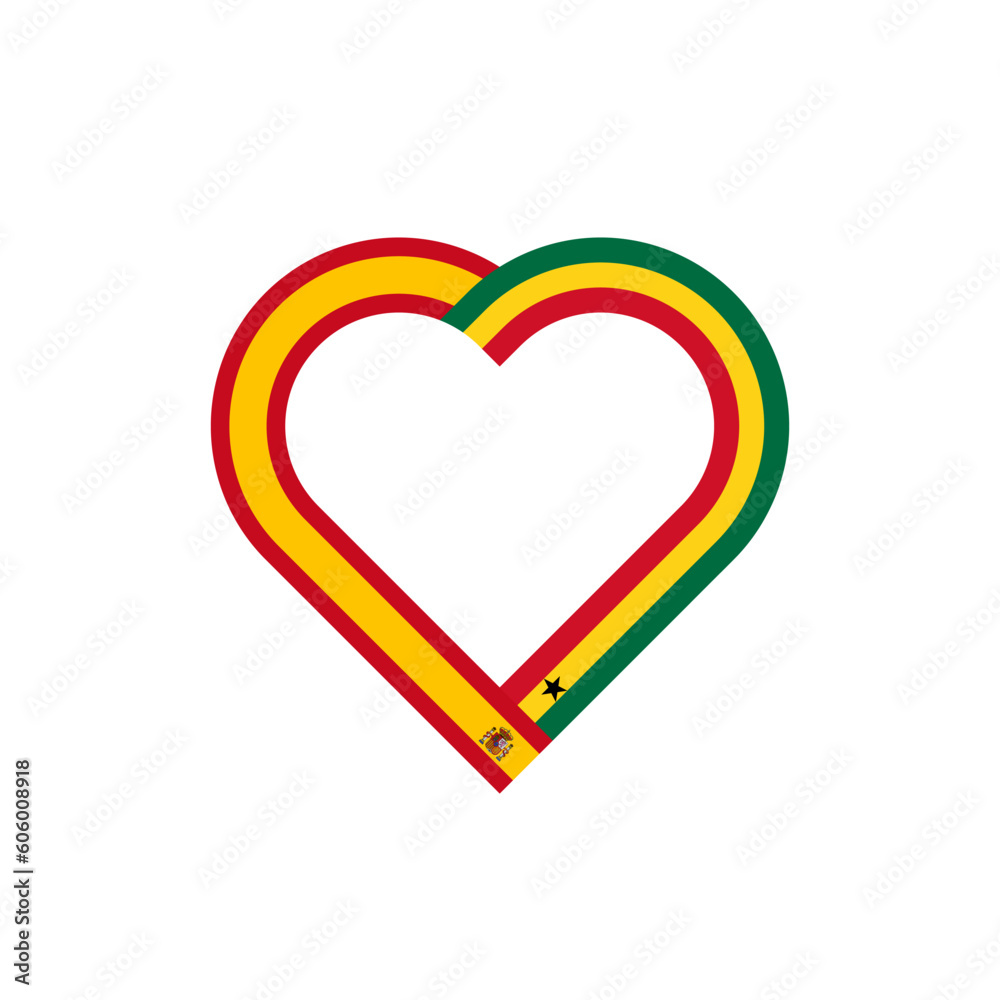 unity concept. heart ribbon icon of spain and ghana flags. vector illustration isolated on white background unity concept. heart ribbon icon of spain and ghana flags. vector illustration isolated on white background