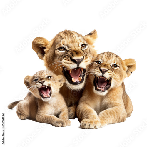 Lion with cubs on transparent background