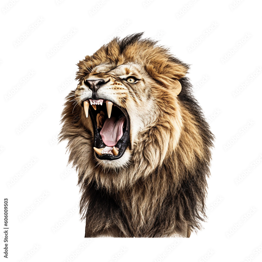 A lion roaring transparent background