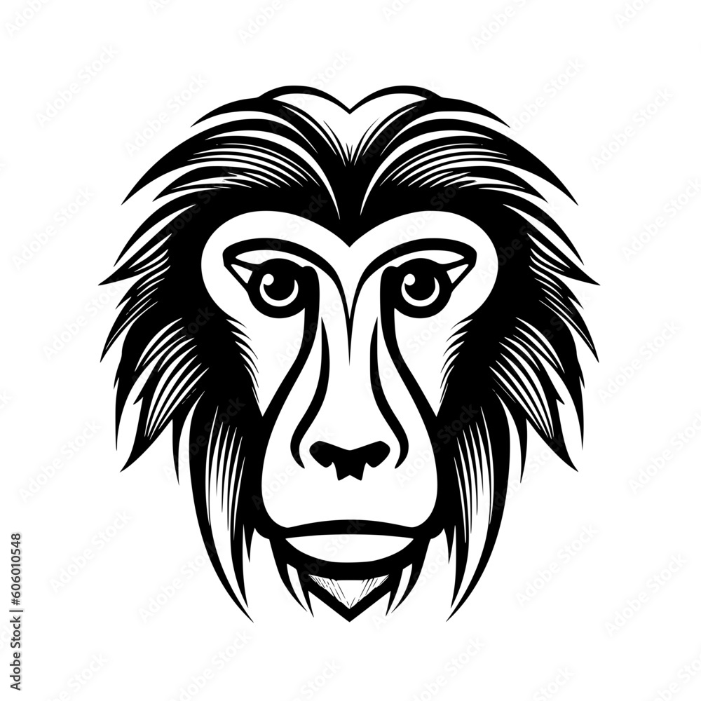 Fototapeta premium Baboon head vector illustration isolated on transparent background