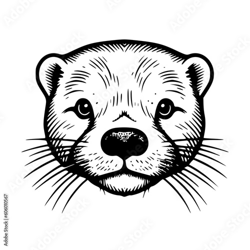 Otter head vector illustration isolated on transparent background