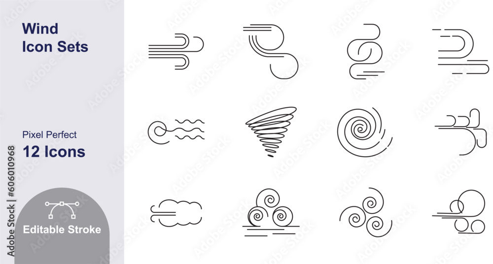 Collection of Wind Icons editable stroke vector