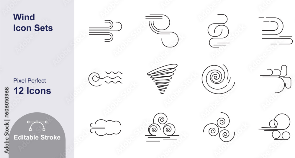 Collection of Wind Icons editable stroke vector Collection of Wind Icons editable stroke vector