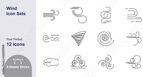 Collection of Wind Icons editable stroke vector