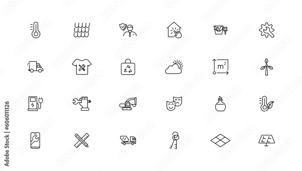 Energy and industry linear icons collection. Energy and industry line icons set. Vector illustrator. Energy and industry linear icons collection. Energy and industry line icons set. Vector illustrator.