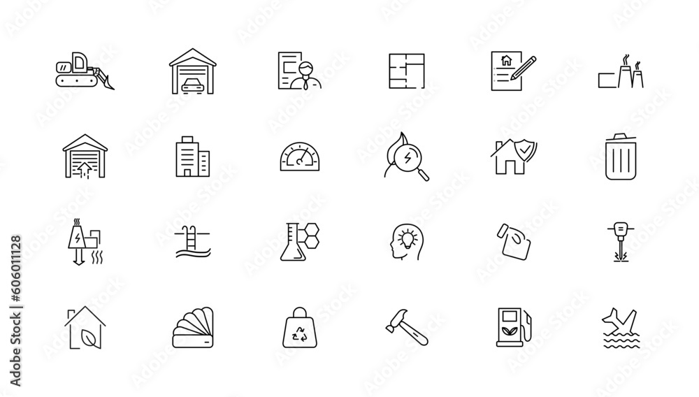 Energy and industry linear icons collection. Energy and industry line icons set. Vector illustrator. Energy and industry linear icons collection. Energy and industry line icons set. Vector illustrator.