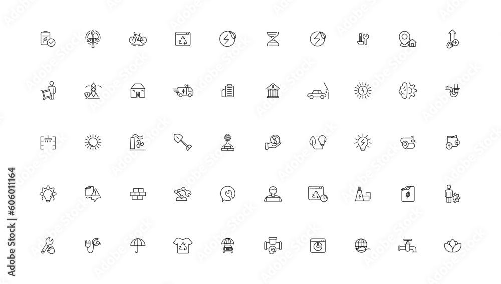 Energy and industry linear icons collection. Energy and industry line icons set. Vector illustrator. Energy and industry linear icons collection. Energy and industry line icons set. Vector illustrator.