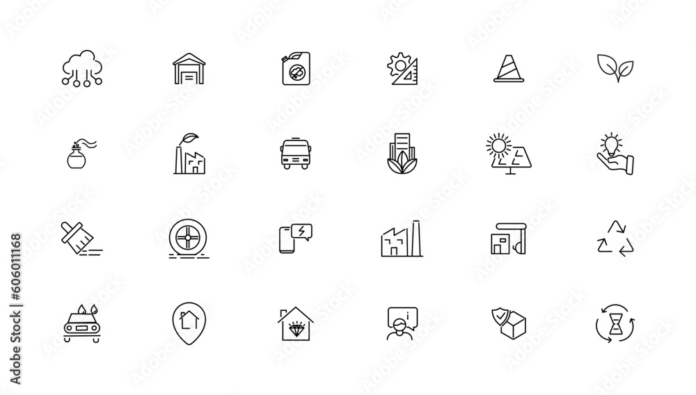 Energy and industry linear icons collection. Energy and industry line icons set. Vector illustrator. Energy and industry linear icons collection. Energy and industry line icons set. Vector illustrator.