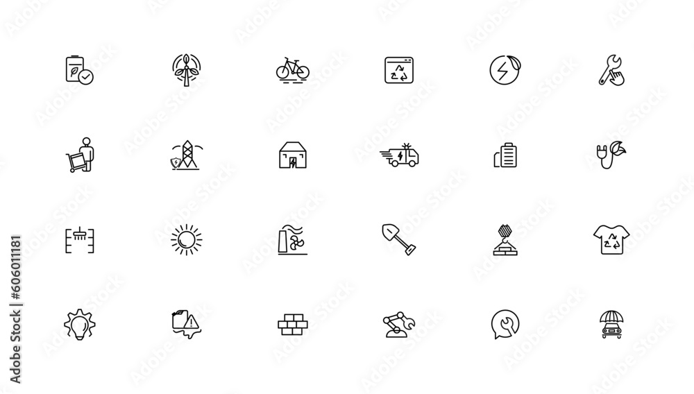 Energy and industry linear icons collection. Energy and industry line icons set. Vector illustrator. Energy and industry linear icons collection. Energy and industry line icons set. Vector illustrator.