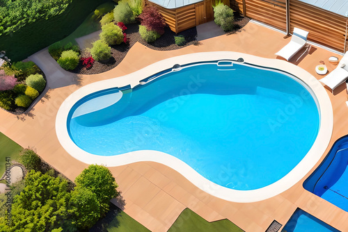  banner for a construction company that builds and installs swimming pools © Beste stock