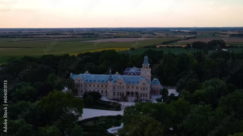 Aerial video of a traditional castle surrounded by trees, Hungary Aerial video of a traditional castle surrounded by trees, Hungary
