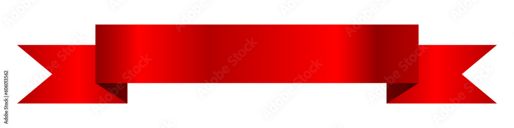 Silk red ribbon or label. Banner symbol. Wave banner elements. Vector