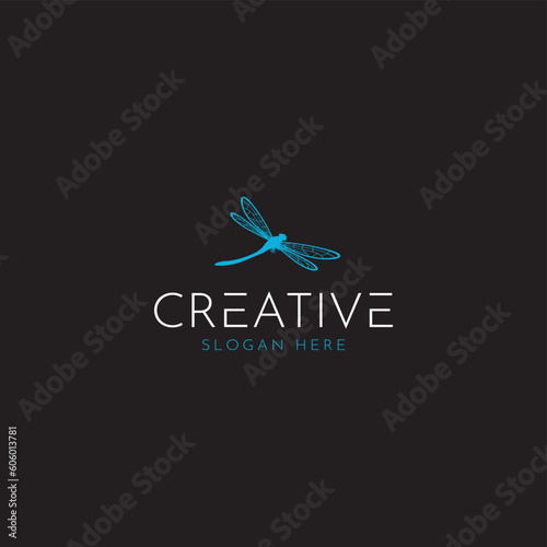 dragon fly logo, vector template