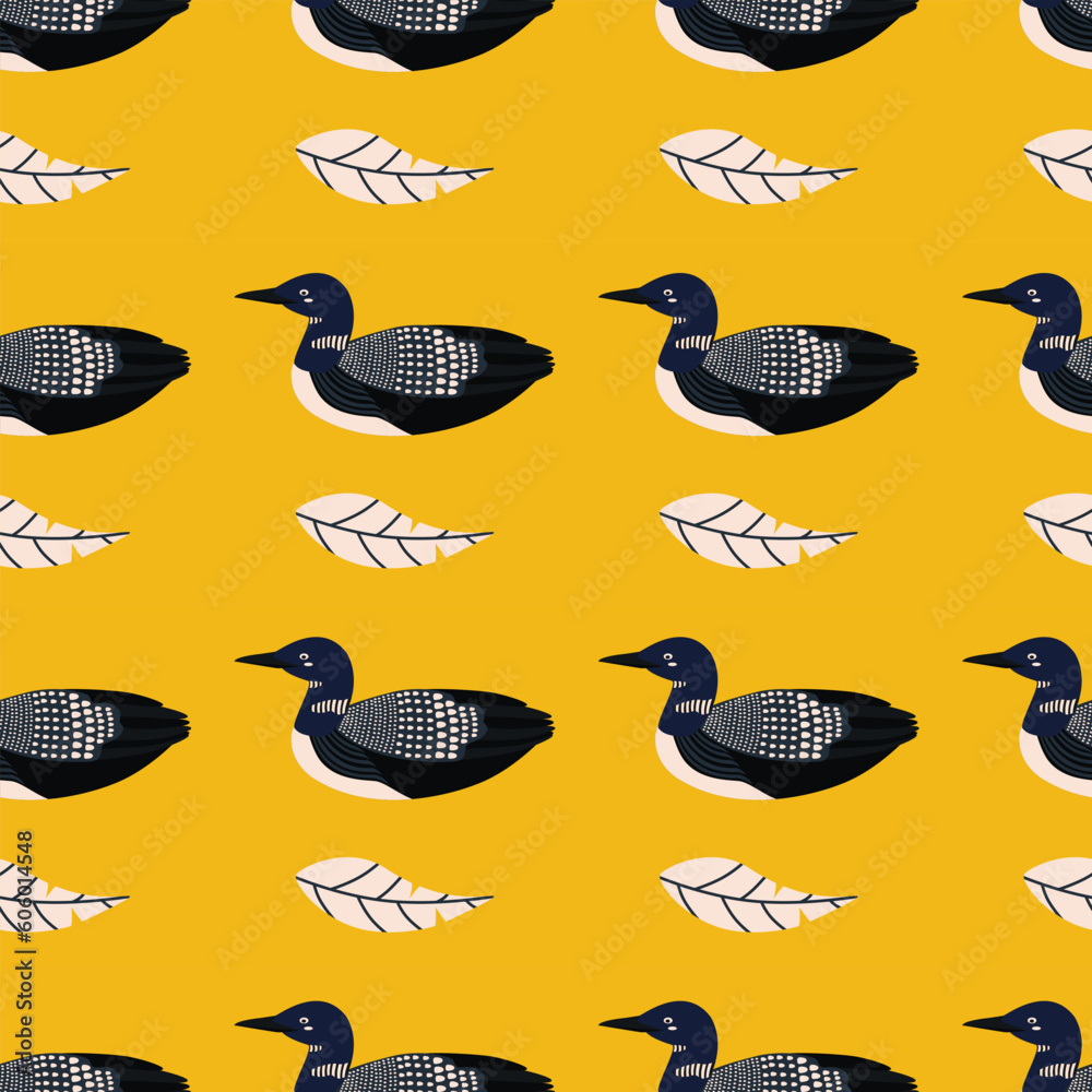 Pattern with loon bird.