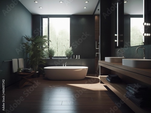 modern bathroom interior,Luxury bathroom, bathroom decoration, bathroom display, bathroom decoration material, bathroom design, ins style bathroom © feng
