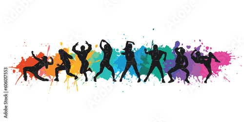 Detailed vector illustration silhouettes of expressive dance people dancing. Jazz funk, hip-hop, house dance lettering. Dancer.