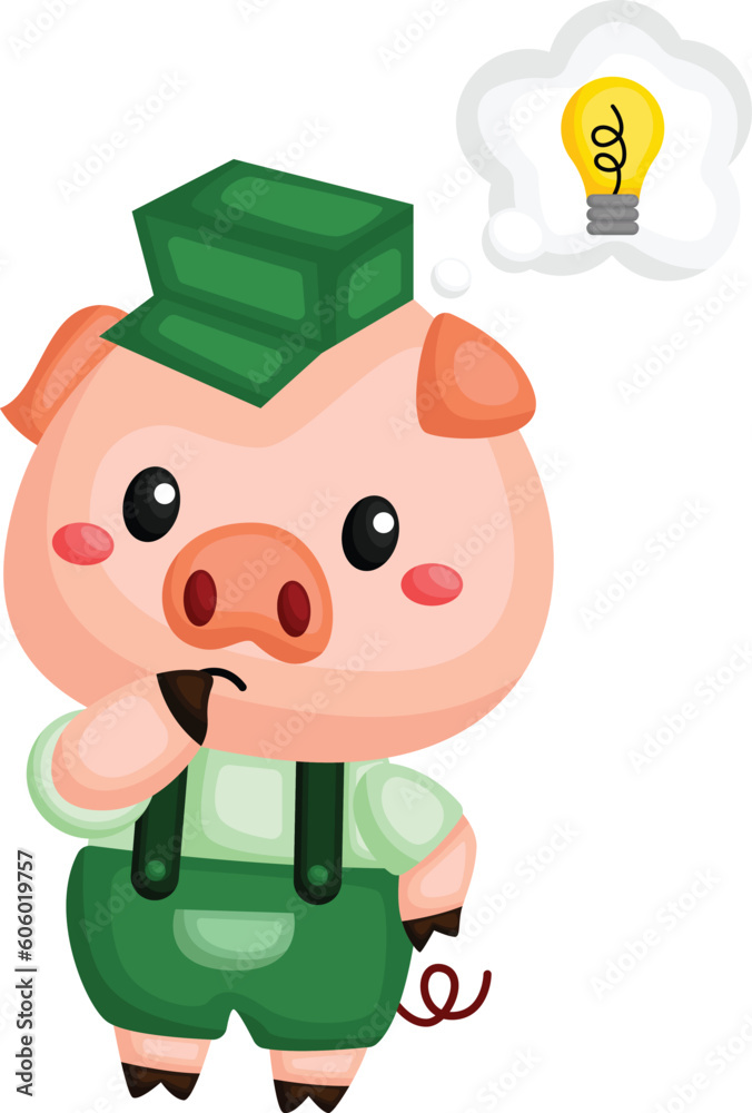 a vector of one of the pig in the three little pigs story