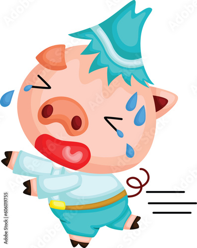 a vector of one of the pig in the three little pigs story