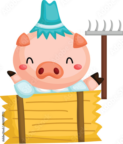 a vector of one of the pig in the three little pigs story