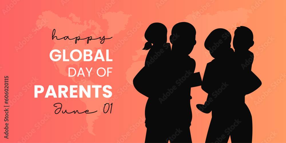 Global day of parents vector illustration with family silhouette. Suitable for Poster, Banners, campaign and greeting card.