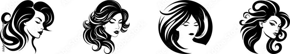 Woman Head Vector Drawing Logo