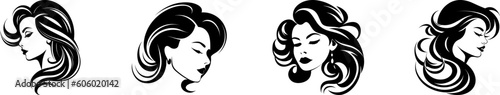 Woman Salon Hair Vector Drawing Logo
