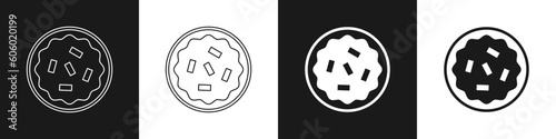 Set Homemade pie icon isolated on black and white background. Vector