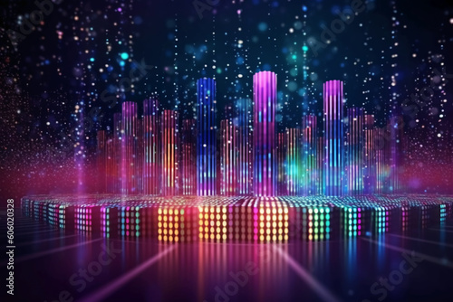 Big data stream futuristic infographic. AI generative