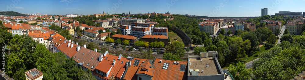 View of the architecture in Prague from Vysehrad,Czech republic,Europe
