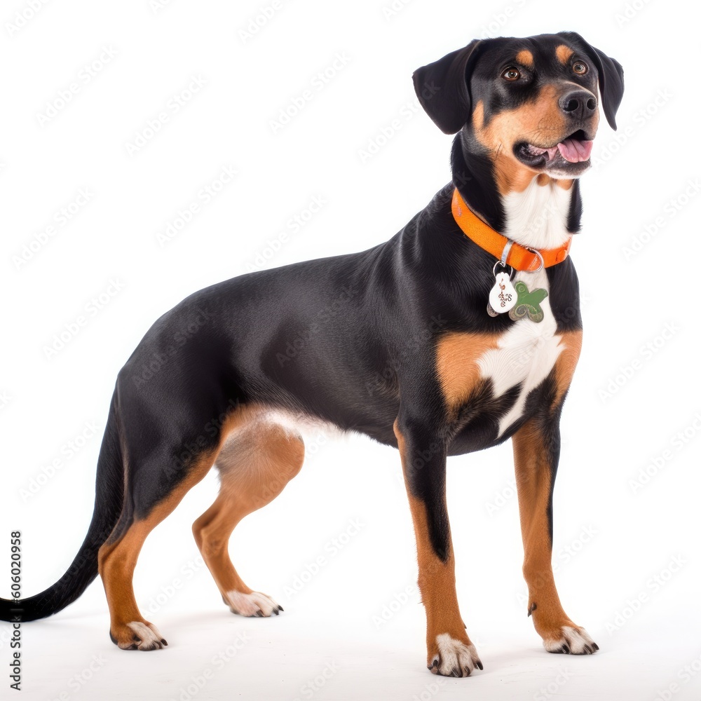 Entlebucher Mountain Dog dog isolated on white background. Generative AI Entlebucher Mountain Dog dog isolated on white background. Generative AI