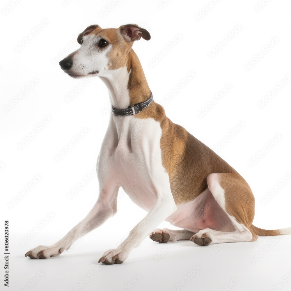 Greyhound dog isolated on white background. Generative AI Greyhound dog isolated on white background. Generative AI